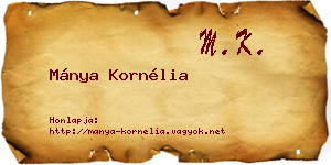 Mánya Kornélia névjegykártya